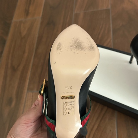 Gucci Leather Pumps with Grosgrain Strap, Mary Janes - Picture 7 of 8